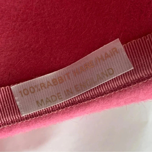 VTG Nordstrom Pink Hat 100% Rabbit Hair Made In England Fedora Derby Brooch Pin - Picture 10 of 15